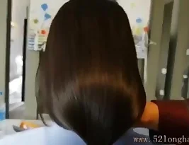 Long-haired Chinese tramp gets shocked by girl in the woods