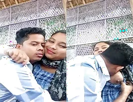 College girlfriend’s outdoor boob expose by affectionate boyfriend