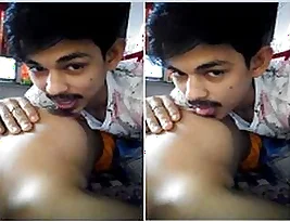 Married man sucking his wife’s big boobs and pussy while watching VMMs