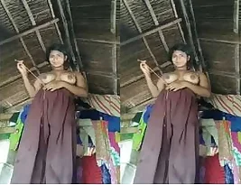 Young Indian woman exposes her breasts