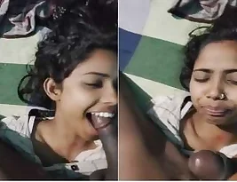 Pretty Indian woman gives blow job and exposes her breasts