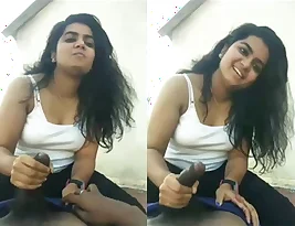 Chubby girl gives a good hand job to a man she met on cam