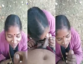 Hot woman from India giving blowjob outside in public