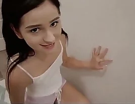 Small-boobed step-sis catches step-bro stealing a peek at a porno and decides to teach him a lesson.