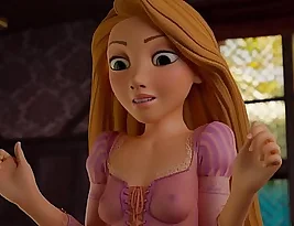 Disney princess gets footjob while extending her hair