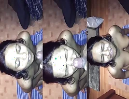Cum shower for an Indian housewife in a MMS video.