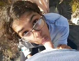 Non-resident Indian hot girl gives blow job outdoor