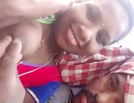 A kissing scene with a clear talk and breast examination by a village lover.