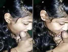 My shy and beautiful Indian girlfriend gives me a blowjob and gets horny.