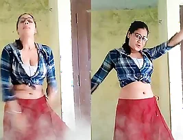 Beautiful white girl dancing sexily.