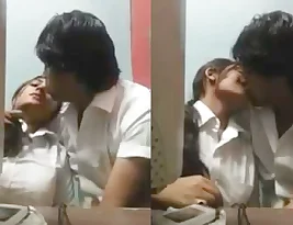 Love birds in a cabin in Dhaka college romantic interlude
