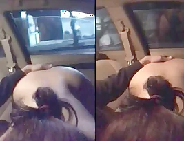 Wife satisfies her desires in a moving car.