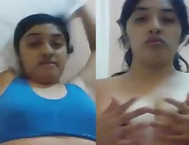 Indian mother-in-law shows her big boobs and hairy vagina in the bathroom to her lover.