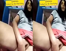 An Indian girl likes to pleasure herself with her fingers.