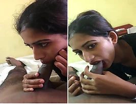 A beautiful Indian woman gives a blow job.