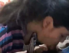 A female from the Indian subcontinent enjoys oral sex in the washroom