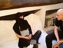 Hot hijab-clad Muslim teen into BDSM sex in a plumber work sex video